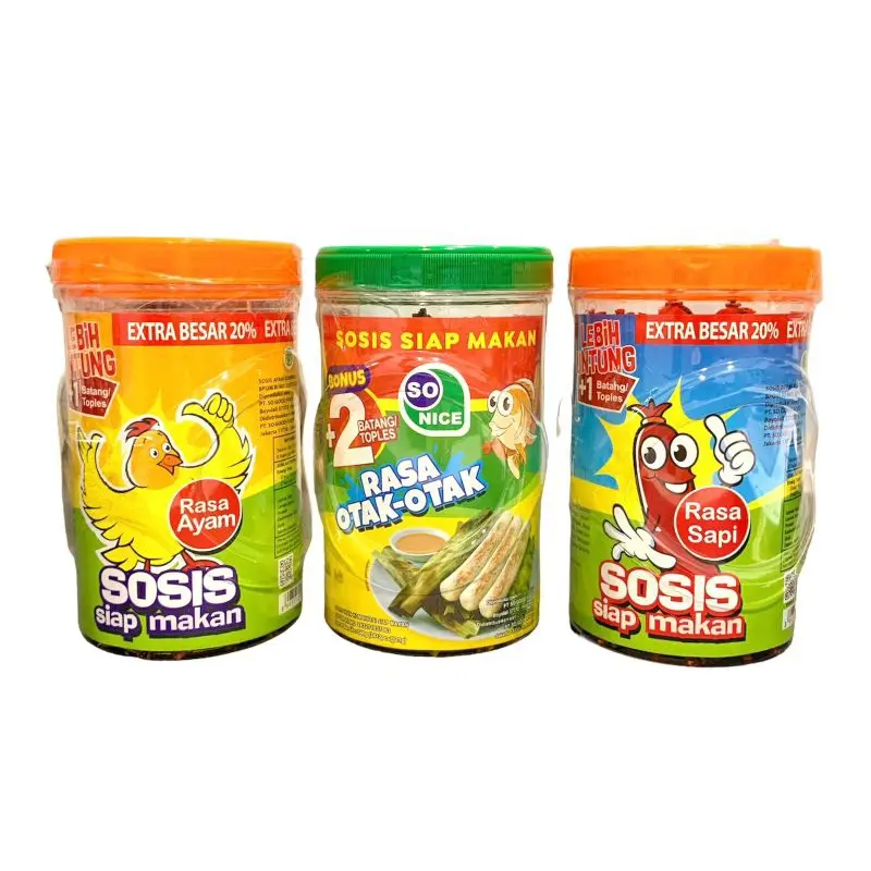SOSIS SO NICE SIAP MAKAN RASA AYAM / SAPI / OTAK-OTAK 525gr / 1 toples isi 25