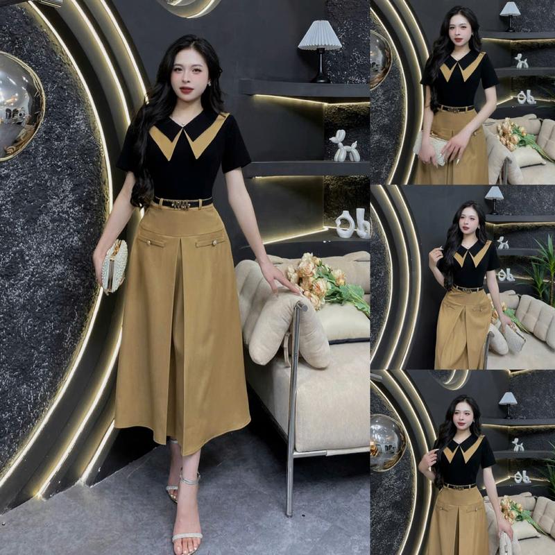 D12 - Váy thiết kế Evii dành cho nữ, Đầm thiết kế cổ kép (tặng kem đai) dáng A dài phù hợp đi làm, đi chơi và đi dự tiệc. Có Bigsize Women Dress