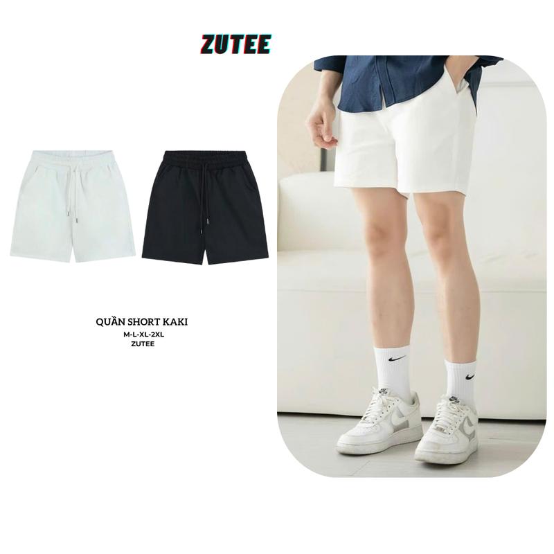 Quần short kaki nam trơn cạp chun cao cấp ZUTEE quần đùi kaki nam Menswear Có Túi Màu Trắng