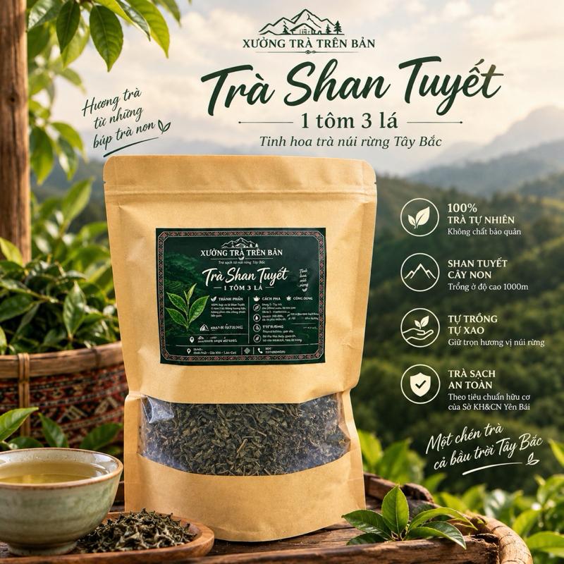 1KG-Trà Shan Tuyết 1 tôm 3 lá(Trồng theo tiêu chuẩn hữu cơ)