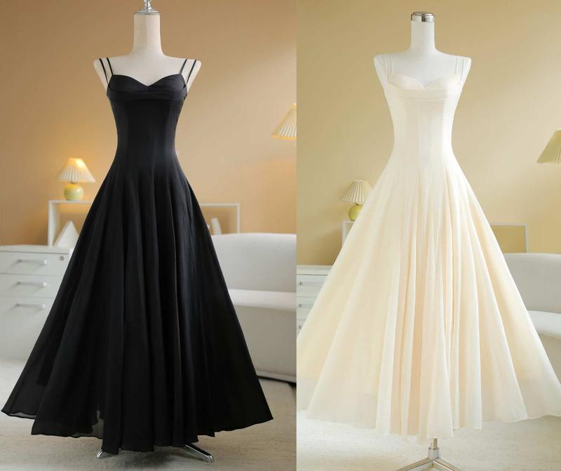 SÒ VINTAGE - INDY đầm hai dây maxi xám phom xòe, dáng dài tôn dáng