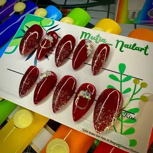 Kuku palsu maroon Max 2 | Gratis lem kuku gel