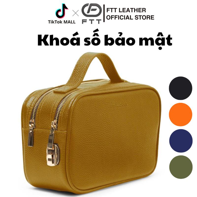 Túi Golf Cầm Tay FTT Leather Da Bò Dáng Hộp 2 Ngăn Kéo Có Khóa Số Bảo Mật Clutch Nam