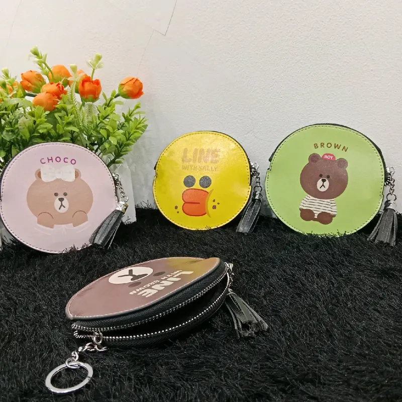 DOMPET KOIN BULAT WARNA RANDOM Karakter Wanita Kulit Uang Kartu 2