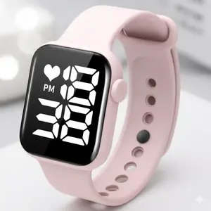 Jam Tangan Digital LED Display Anak Cewek Cowok Anak Remaja Dan Dewasa Touch Screen Model Kekinian Watch Strap Silikon Navy Blue