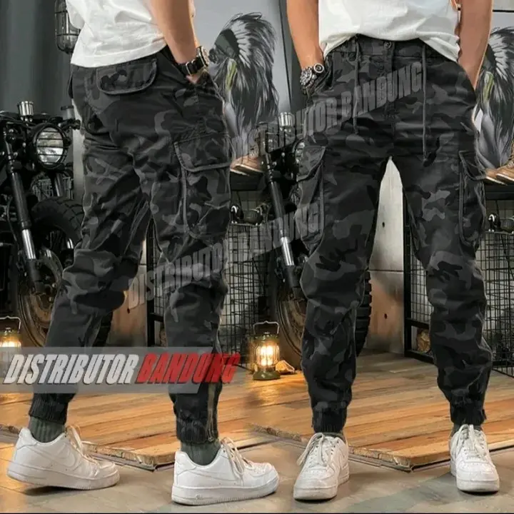 celana panjang celana slim fit panjang CARGO JOGER LORENG CARGO JOGER OLIVE Karet Panjang Nyaman young casual hitam celanacargo pria jalan oversize