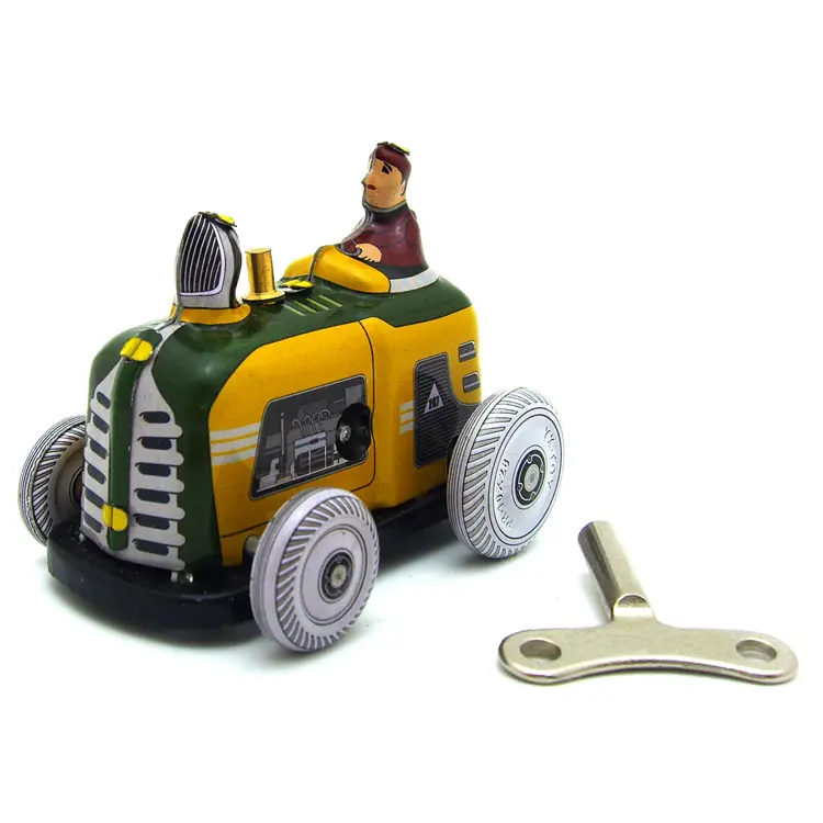 EUROPEAN TRACTOR AND FARMER WIND UP TIN TOY