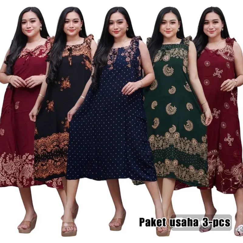 Daster Yukensi 3 PCS USAHA Paket Motif Nyaman Rayon Panjang Wanita Busui Batik Pendek Kancing Katun Tidur Ibu Bumil Bahan Rayon Santung Adem untuk Berbagai Aktivitas di Rumah 0