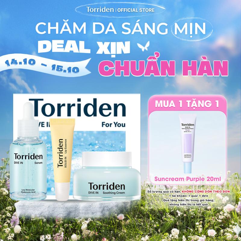 Set Quà Skincare Box Torriden Gồm Serum Dive In 50ml, Kem Dưỡng 100ml Và Son Dưỡng 11ml