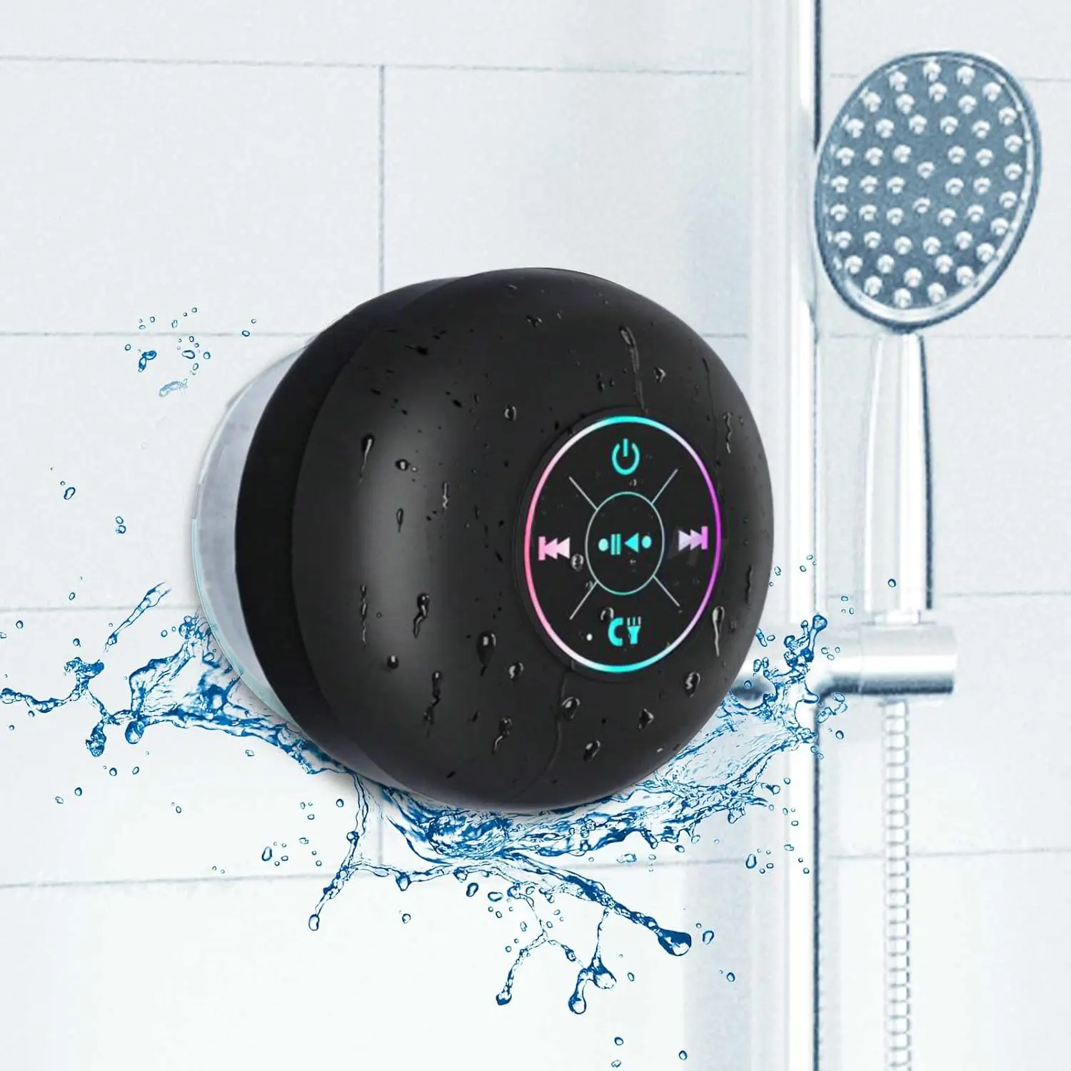 Mini Bluetooth Shower Speaker with LED light, Portable IPX4 Waterproof, Hands-Free Speakerphone. Rechargeable Using Micro USB, Wireless Stereo for Beach, Shower & Home Audio Smartphone speakers  bluetooth