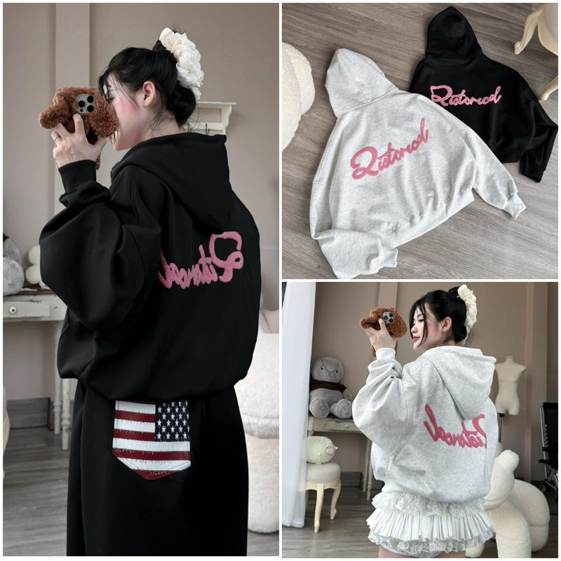 Áo khoác nỉ 2 da CẢN NẮNG khoác zip from rộng chất liệu nỉ ép hàn phù hợp mặc cả hè thu đông