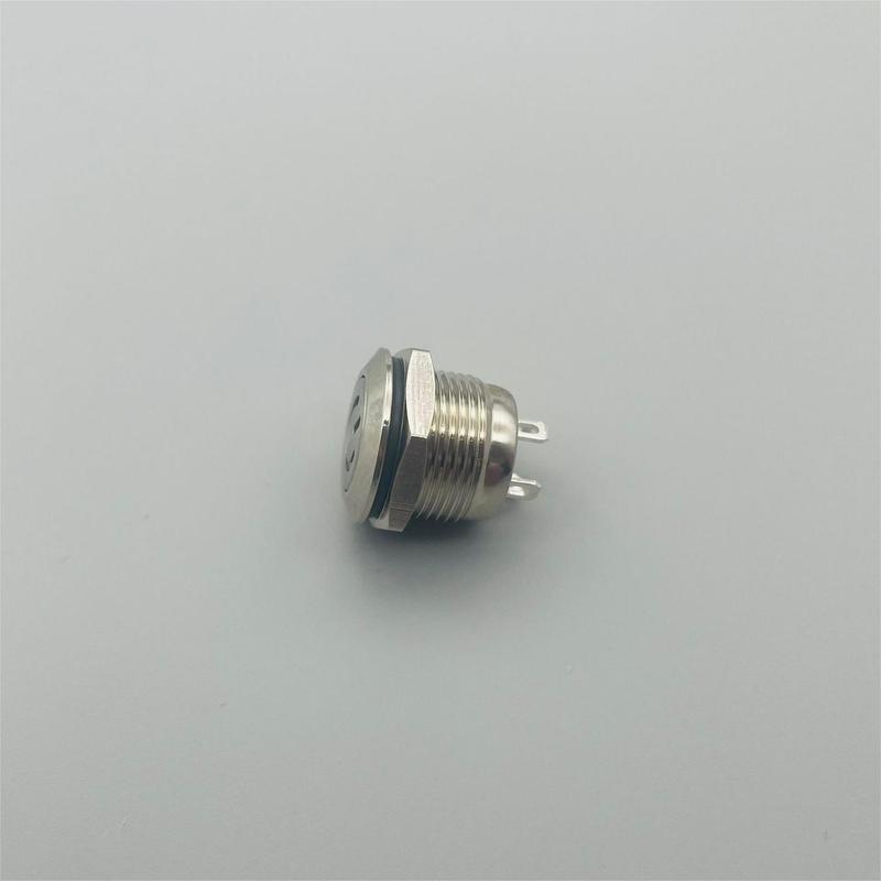 Metal button switch opening 12mm light touch power symbol flat head self resetting 3