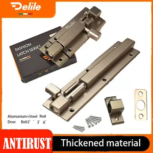 Delile GRENDEL SLOT PINTU Rumah High Quality Lock DELILE 7.5cm "2.3 Dan 6 INC Kunci SSS Stainless Steel Hitam Ultra Heavy Duty Tahan Karat Garansi 5 Tahun