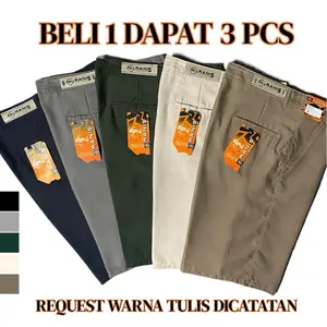 BELI 1 DAPAT 3 PCS-Celana chino pendek pria Celana non Stretch Katun Tidak Melar Celana Halus Santai Adem Hitam