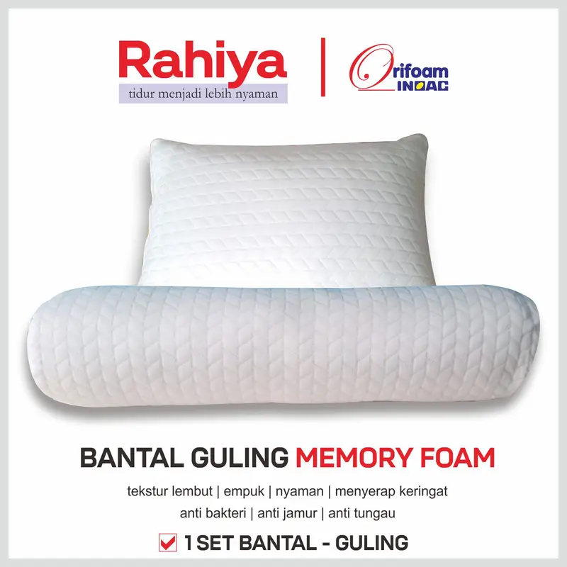[RAHIYA] Bantal Guling Memory Foam Cover Knitting Empuk Tekstur Lembut Nyaman untuk Tidur - Bed 0