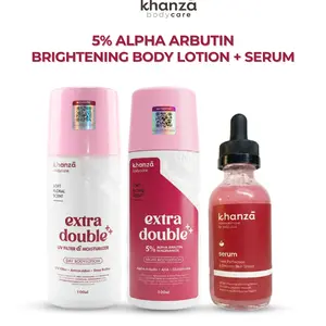 [ISI 3 PCS] KHANZA DOUBLE DOSIS KELUPAS - 3 PCS PAKET DAY LOTION CREAM LOTION 3 IN 1 & BODY SERUM