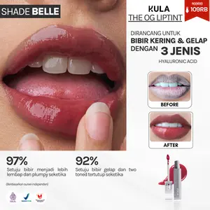 KULA - The OG Liptint Shade Belle I Liptint Untuk Bibir Kering dan Gelap Liptint Glossy Gloss Lasting Argan Glassy Ombre Hydrating