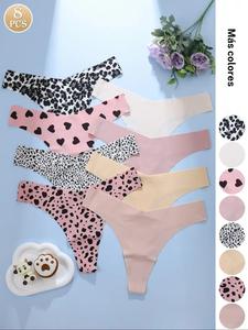 Sweet & Edgy para niñas, exclusivo!Set de 8 piezas de tanga adhesivo macaron: base rosa con corazones negros + estampados de leopardo rosa/negro + sólidos de baja saturación, adecuado para uso diario con una sexualidad discreta