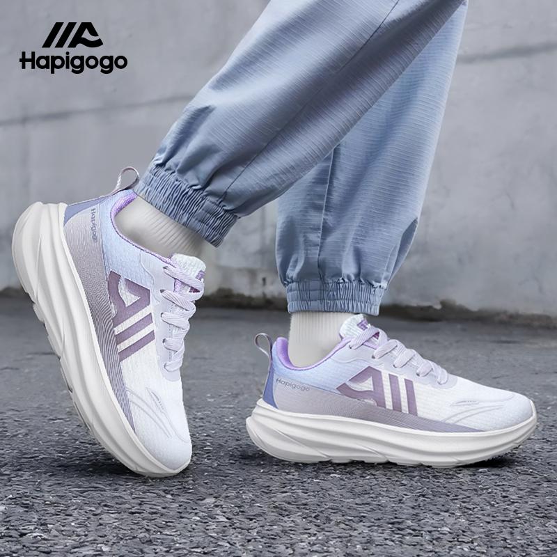 HAPIGOGO Sepatu Latihan Lari Wanita Tali Lavender Desain Sporty Tinggi Hak 1-3 cm Sol Antiselip Ringan Nyaman untuk Penggunaan Seharian outdoor Running Olahraga,sepatu running,sepatu running cewek