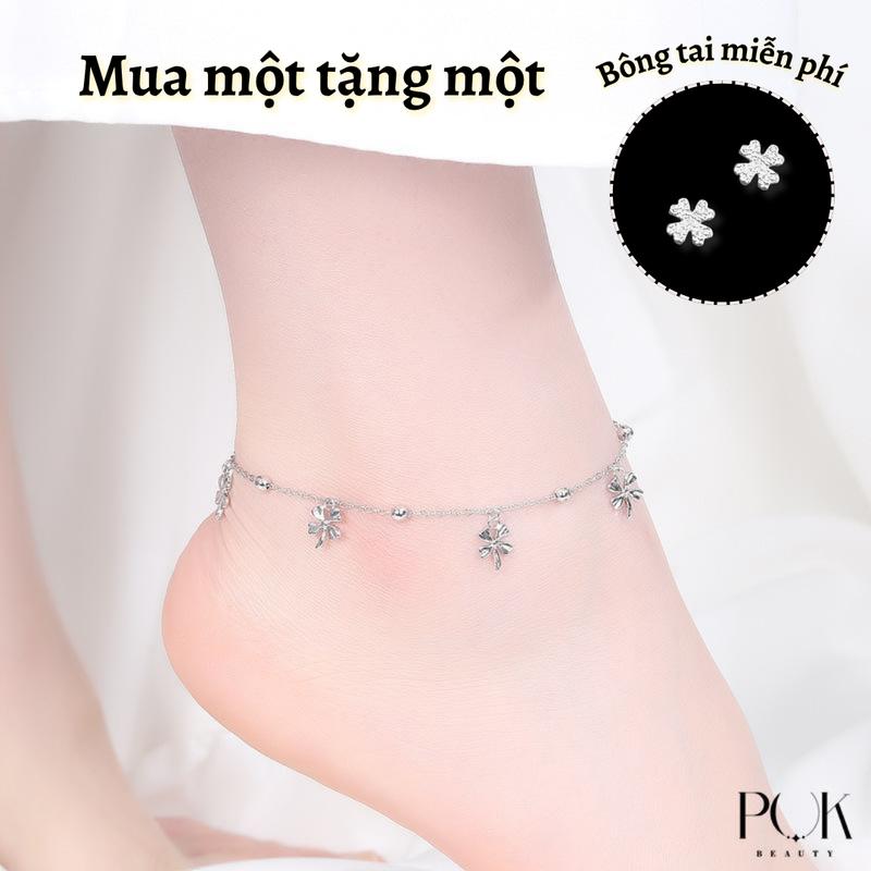  【Mua một tặng một Lắc Chân Cho Nữ Thiết Kế Cỏ Bốn Lá May Mắn Chất Liệu Thép Titan Đơn Giản Không Gỉ Không Phai Màu Mang Lại May Mắn Phụ Kiện Thời Trang Cho Bé Gái Một Chiếc 