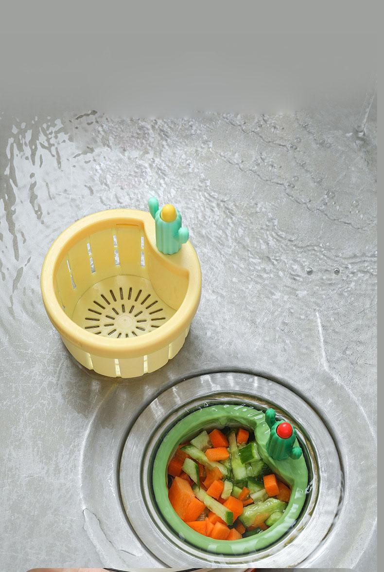 Product Introduction of Cactus Sink Filter Basket Home Kitchen Creative Drain Basket Sink Residue Filter Anti clogging Handheld Non dirty Hands 3