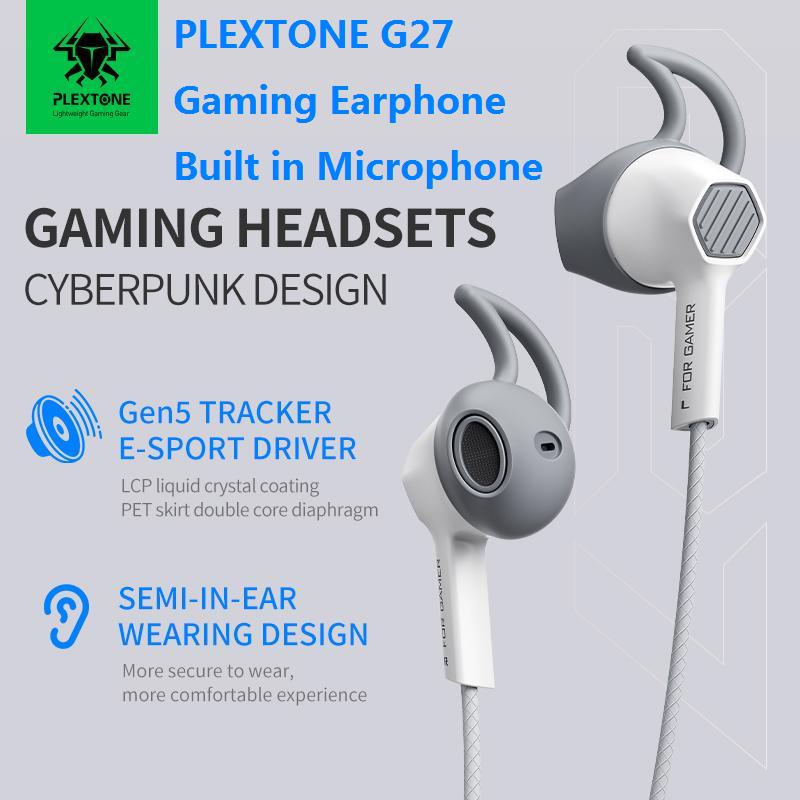 Tai Nghe Có Dây Trong Tai PLEXTONE G27 Gaming Earphone Tai Nghe Chơi Game Mới 2025 Tai Nghe Thể Thao Game Thủ Có Micro Điều Khiển Âm Lượng Cáp Nylon Bện Phích Cắm Uốn Cong Hình Chữ L Móc Tai Miễn Phí Để Đeo Thoải Mái Bảo Hành 1 Năm