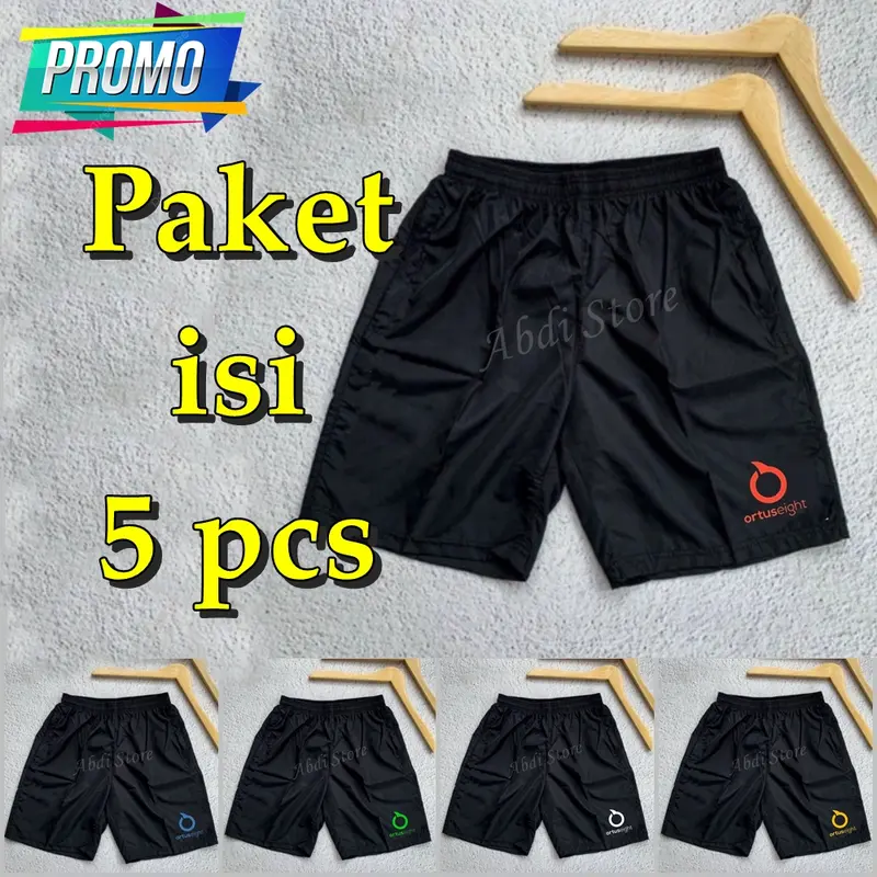 Paket isi 5 pcs Celana pendek olahraga pria dan wanita celana futsal volly jogging celana kolor santai Sport 0