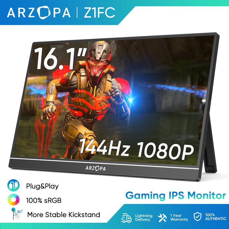 Arzopa Z1FC 144Hz Màn hình chơi game Cầm Tay ,16.1 inch, Tương thích với iPad, PC, Mac, Điện thoại, Xbox, PS4, Mỹ-C HDMI