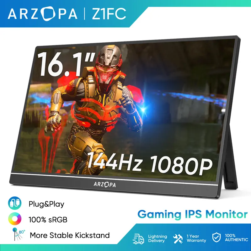 Arzopa Z1FC 144Hz Màn hình chơi game Cầm Tay ,16.1 inch, Tương thích với iPad, PC, Mac, Điện thoại, Xbox, PS4, Mỹ-C HDMI 0