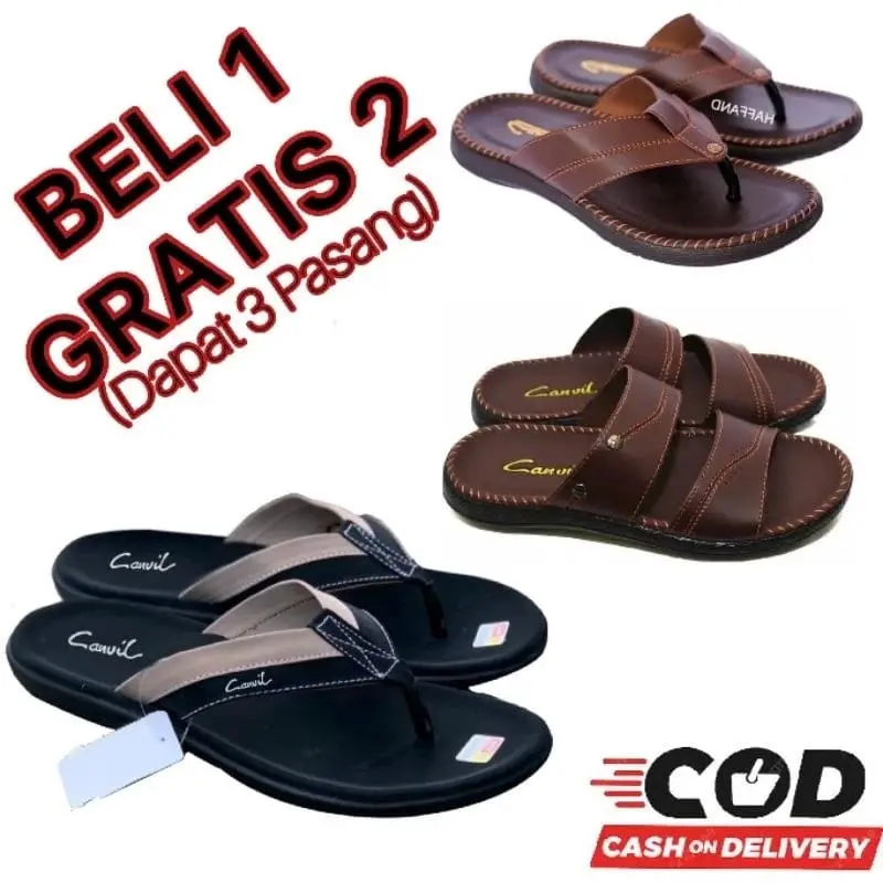 Sandal Selop / Beli 1 Gratis 2 Sandal Pria / Sandal Pria Keren / Sandal Terlaris Flipper Sandal / Sepatu Sandal Slop Pria Sendal Jepit Karet