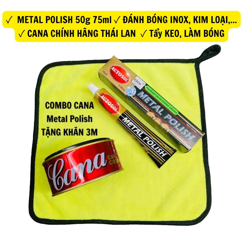 TẶNG KHĂN COMBO 2 KEM ĐÁNH BÓNG CANA Che vết xước Xe Máy Xe Ô tô + KEM ĐÁNH BÓNG KIM LOẠI AUTOSOL METAL POLISH