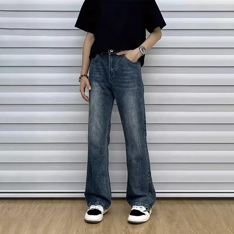 Celana jeans pria panjang baggy pants Korean style denim dewasa cowok gombrong jens nygman longgar fashion jins