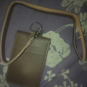 id card holder nametag 3in1 lanyard kulit pu