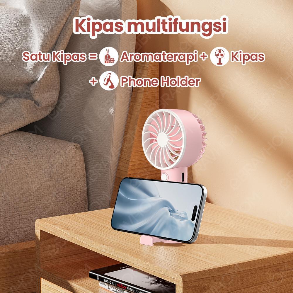 (COD)Bravhom 2lN1 Kipas Angin Mini PortableAromaterapi 3 Kecepatan Phone Holder (COD)Bravhom 2lN1 Kipas Angin Mini PortableAromaterapi 3 Kecepatan Phone Holder