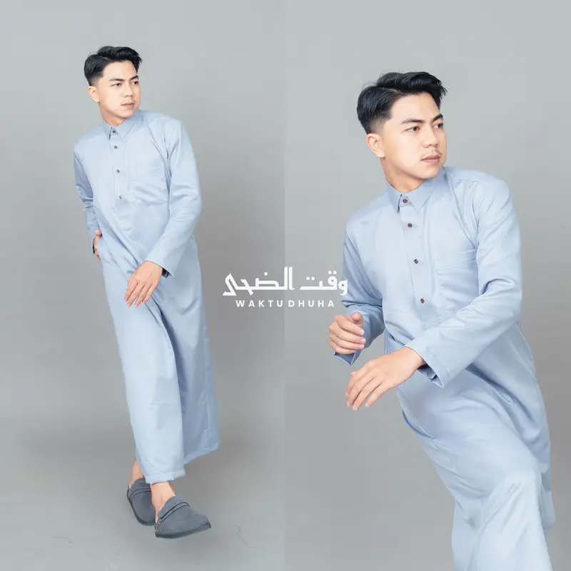 WAKTU DHUHA - Jubah Arab Kerah Kemeja Lengan Panjang Premium Bahan Super Adem Zayn Thobe Fashion Muslim 3
