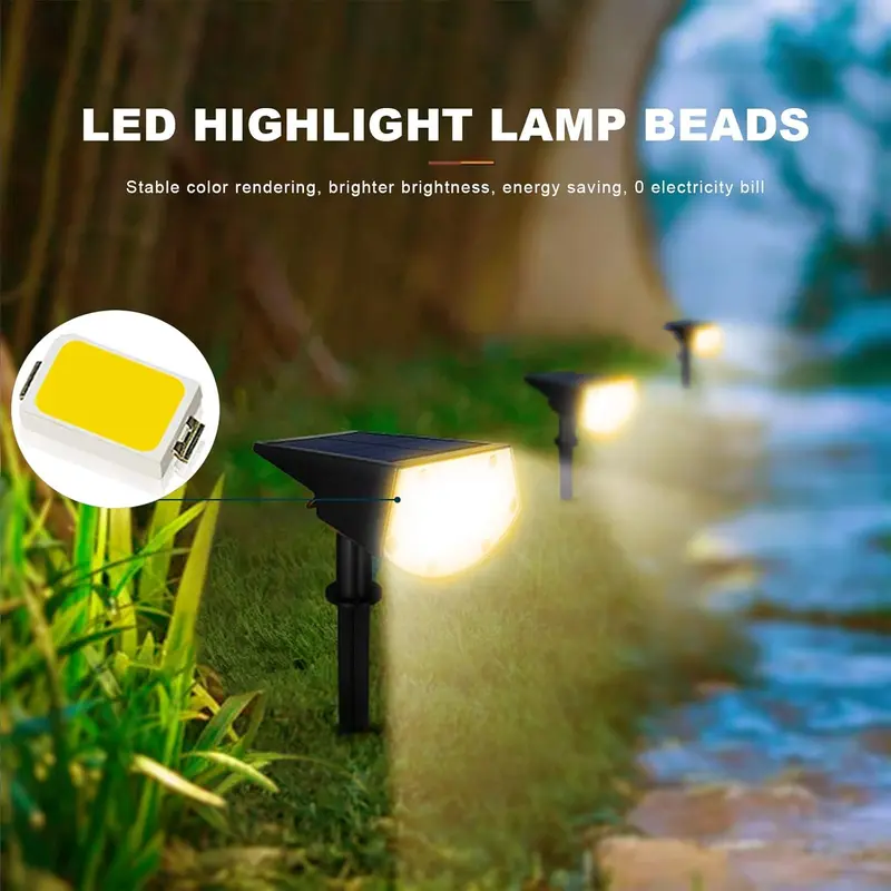 Lampu Tanah Tenaga Surya Luar Ruangan Lampu Lorong Surya Terang Tiga Mode Pencahayaan IP65 Lampu Jalan Tahan Air Lampu Hias Cocok untuk Halaman, Taman, Rumput 1