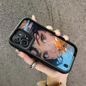 Casing Hp untuk Realme C31 Case HP Gadis dengan kucing pola desain baru Casing lensa kamera Softcase genggam silikon Kesing