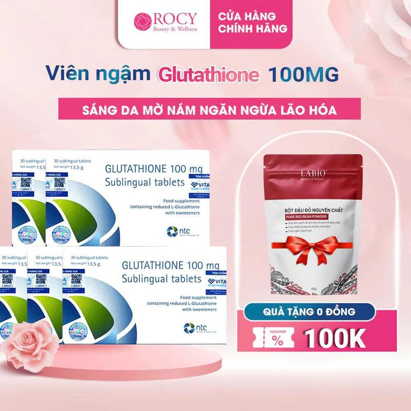 Viên Ngậm Glutathione 100mg - 3 Hộp - Nhập Khẩu Italia - Rocy