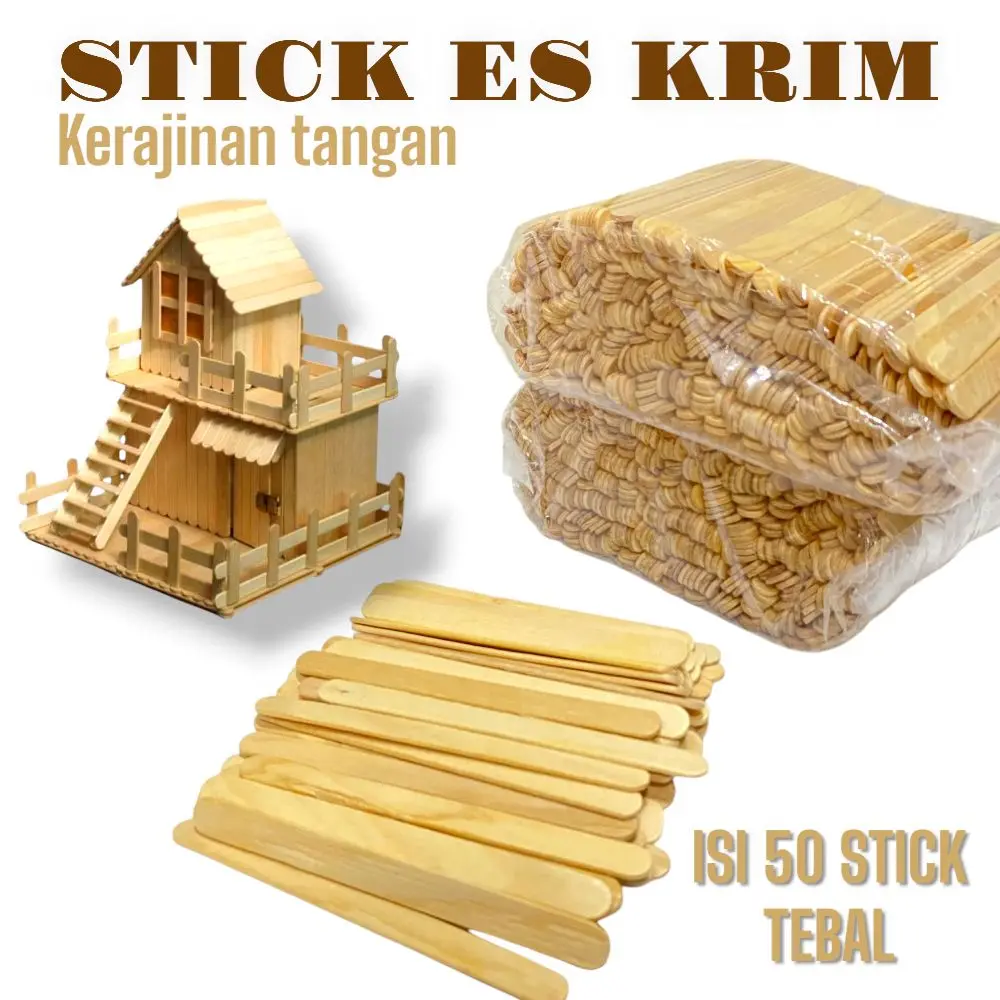 50 Stik es krim BERAT TEBAL Kualitas premium untuk bahan kerajinan tangan