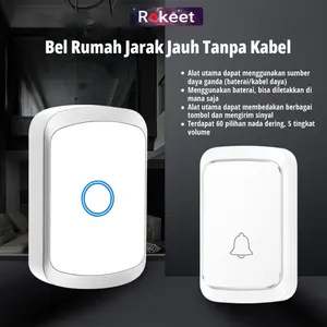 Rokeet Bel Rumah Tanpa Kabel Door Bell Wireless 1 Receiver 2 IN 1 Serbaguna