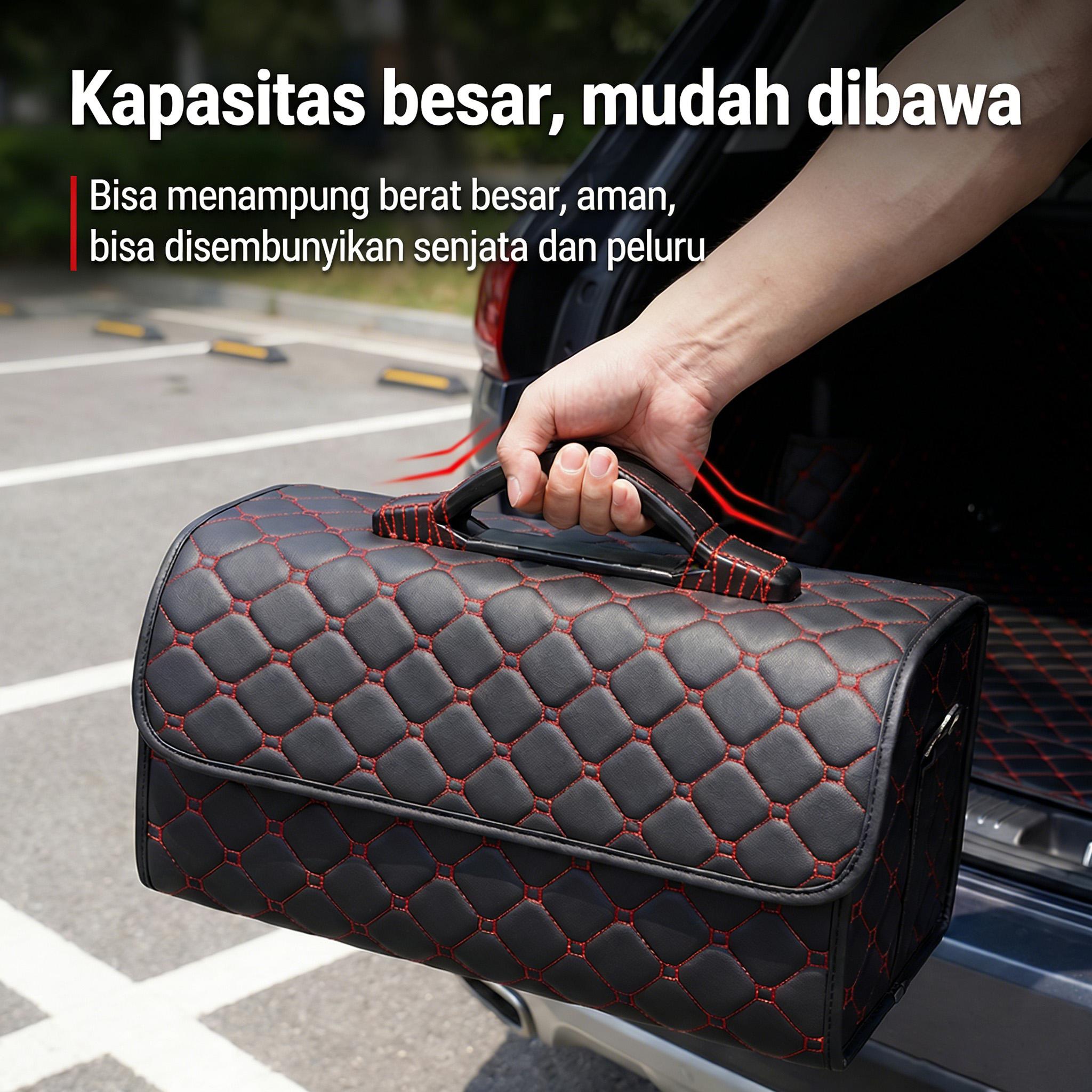 AutoGlide Bagasi Lipat Berbahan Kulit Untuk Mobil Box Penyimpanan Bagasi Box Penyimpanan Mobil Box Penyimpanan Multifungsi Lipat Box Penyimpanan Bagasi Belakang Aksesori Mobil