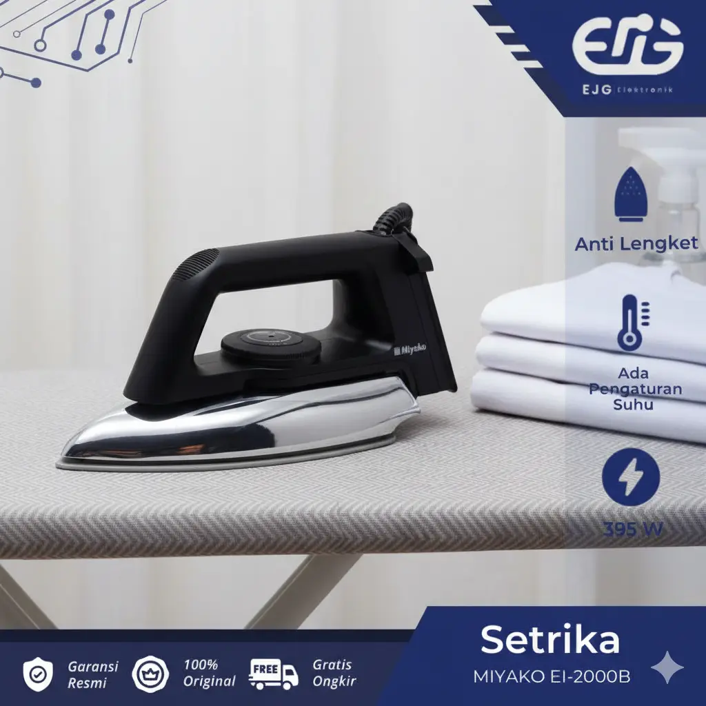 [BISA COD] MIYAKO EI-2000B SETRIKA 395 WATT ANTI LENGKET GARANSI RESMI