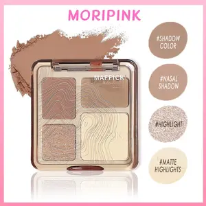 Maffick Palet Makeup 4 in 1 Highlighter Contour Blush Eyeshadow Multifunctional Face Kit dengan Bronzer Tahan Lama