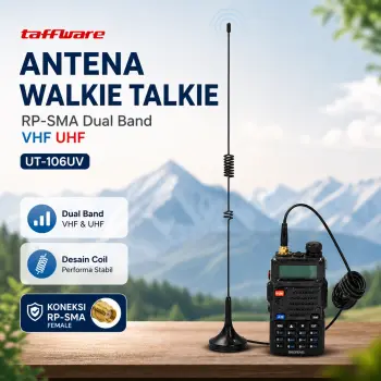Taffware Antena Walkie Talkie RP-SMA Female Dual Band VHF UHF BAOFENG - UT-106UV