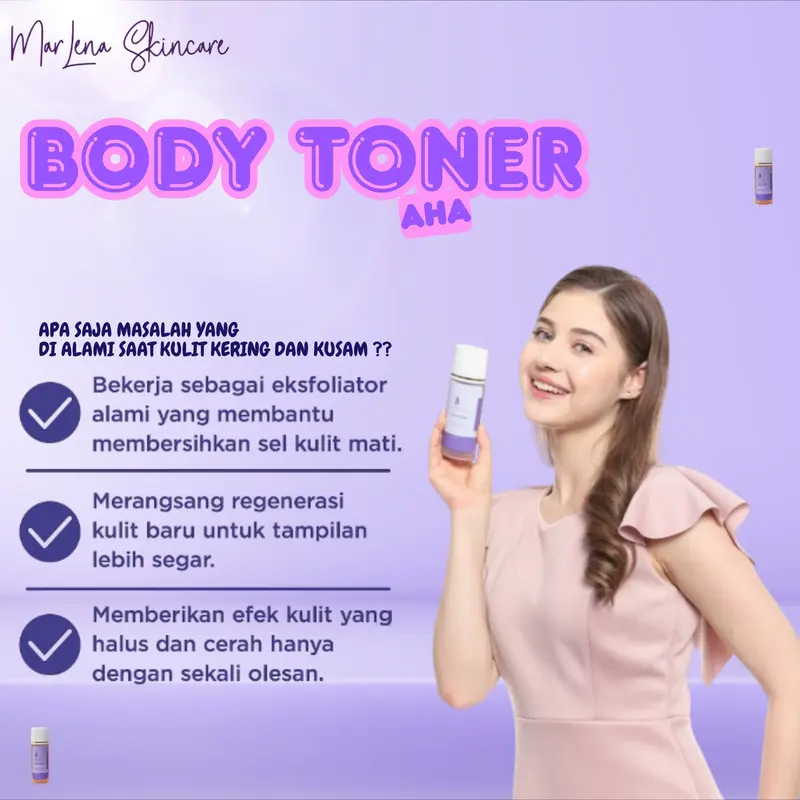 PAKET TONER BADAN MARLENA WHITENING 3 PCS FREE KAPAS 3