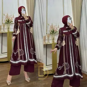 setelan tunik wanita valencia oneset rayon busui setelan jumbo motif kekinian