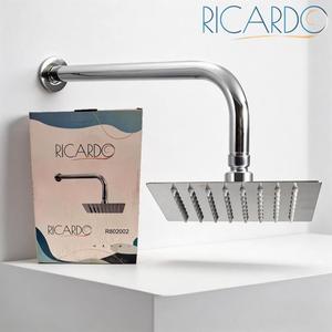 20x20 Regadera De Lujo Tipo Lluvia Para Baño Incluido Tubo De 30cm Acero Inoxidable Ricardo