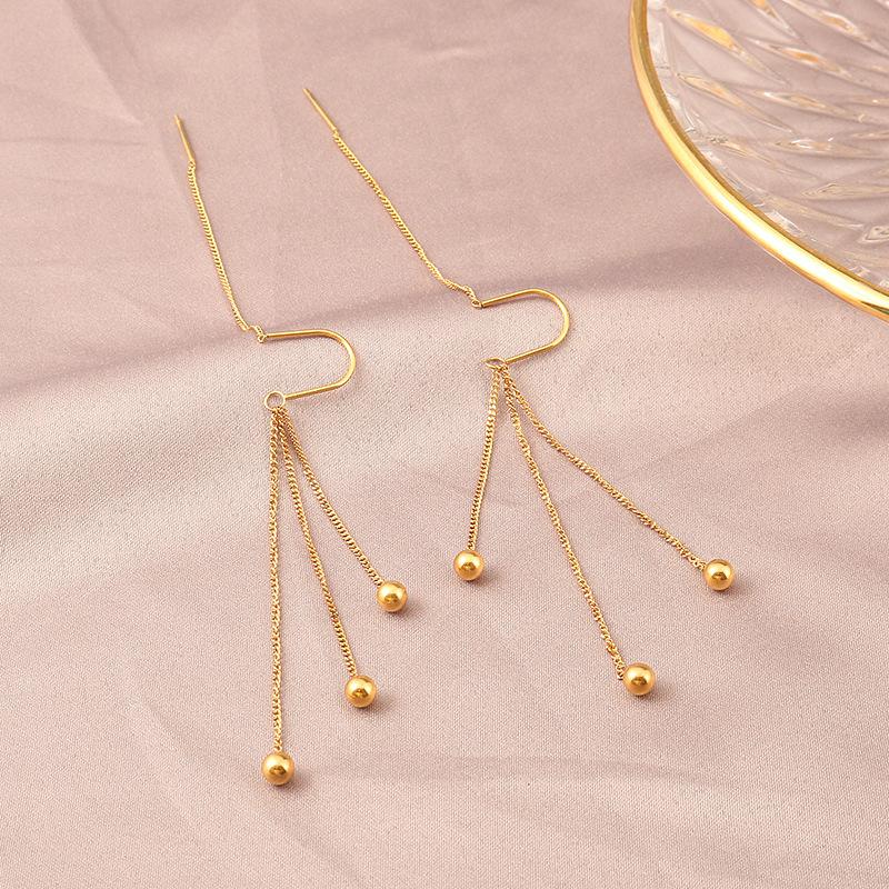 Product Introduction of Stainless steel earrings as jewelry grade plated with 18K gold,embellished with a beautiful bead pendant,with A and B two types,is a fashion piece for women and girls. 1