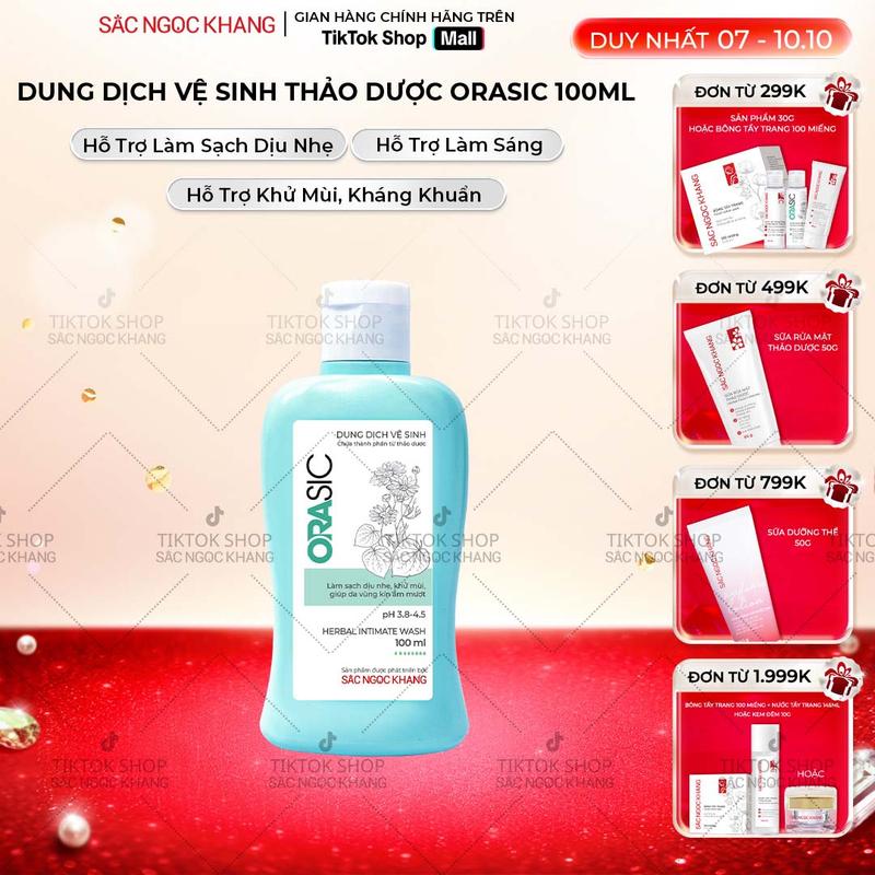 Dung Dịch Vệ Sinh Phụ Nữ Thảo Dược Orasic [100ML] Sắc Ngọc Khang - Hỗ Trợ Làm Sạch Dịu Nhẹ, Dưỡng Chất Từ Thiên Nhiên, Khử Mùi Hôi, Hạn Chế Khô Rát Women