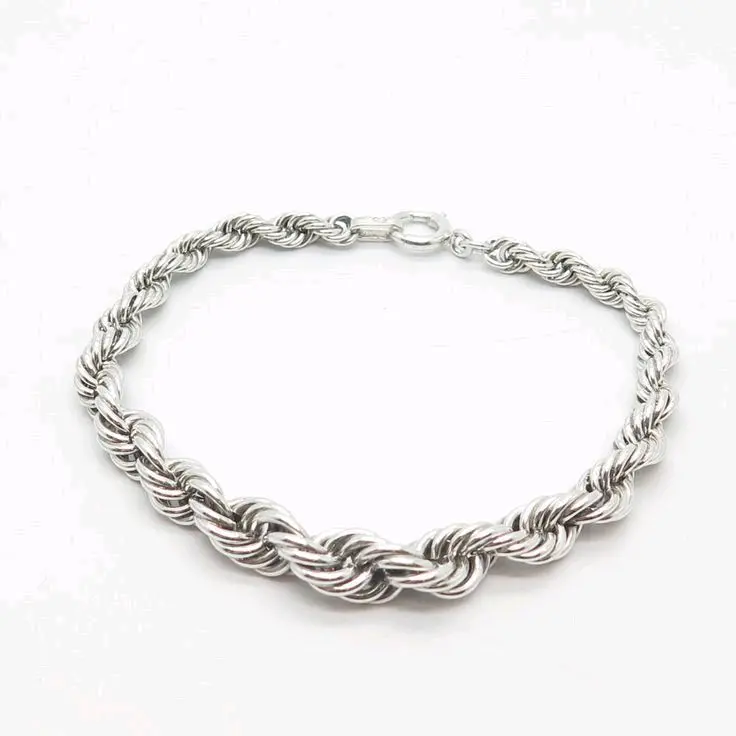COD Gelang Rantai Tambang Silver Gelang Pria Wanita Titanium Kekinian 0